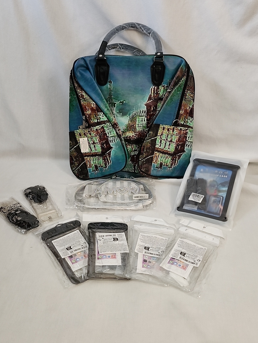 Paris Themed Duffle and Travel Accessories Set